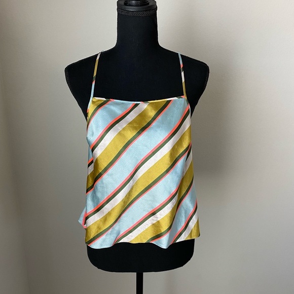 Victoria's Secret Size Small Silky Blouse Racerback Light Blue/Green/Coral - Picture 1 of 9